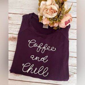 Coffee & Chill Slouchy Pullover Sweatshirt 2X 18/20